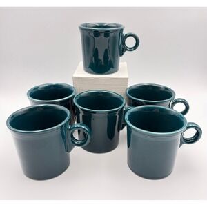 Lot of 6 Fiestaware Juniper Green Ring Handle Coffee Mugs 10 oz Cups Set USA